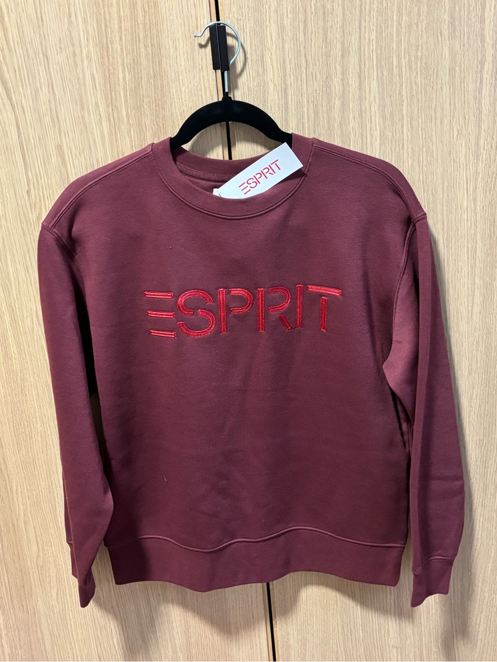 ESPRIT Women’s Fleece Embroidered Logo Sweatshirt, Retro 80s Viral Various Sizes